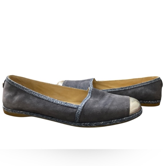 Stuart Weitzman Blue Mirror Cap Toe Tipadrille Espadrille Flats - Picture 1 of 3